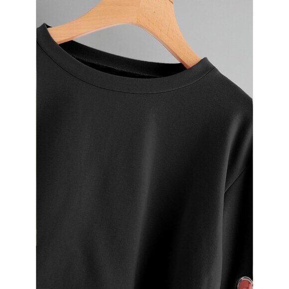 Women’s Crop Top Sweatshirt Long Sleeve Lace Up Casual Fall Spring - Picture 5 of 5